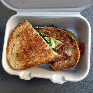 Vegan special toastie at Realfoods Organic Cafe in Melbourne