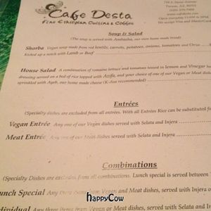 menu at Cafe Desta in Tucson