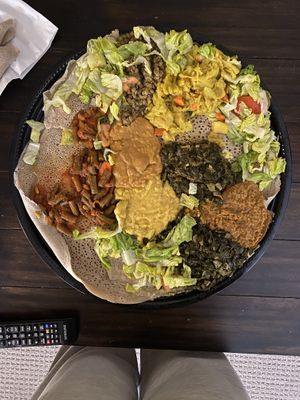 Vegan platter. Every vegan dish on a catering tray. $35 and feeds 2-4 at Cafe Desta in Tucson