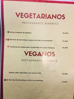 Veggie options at Restaurante Biarritz in Jaca