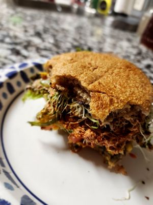 Sprouted Black Bean Burger  (sorry, I was hungry...I couldn't wait) at Five Loaves Deli in Huntsville