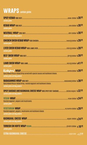 Menu as of Dec 2021 at Kimyon Kadiköy in Istanbul