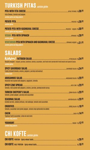 Menu as of Dec 2021 at Kimyon Kadiköy in Istanbul