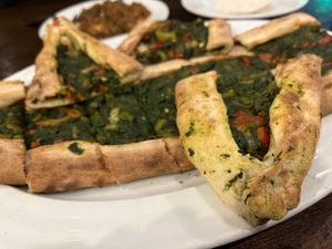 Vegan pita with spinach   at Kimyon Kadiköy in Istanbul