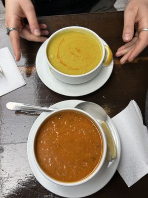 Lentil soups, ezogelin (the red one) was a 10/10  at Kimyon Kadiköy in Istanbul