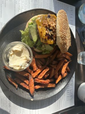 Beyond Seven vegan burger (terrible presentation for the hefty price)   at Munich in Lagos