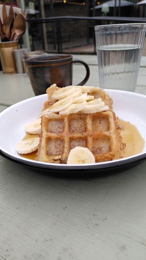 Yummy waffles at Out-there Artisan in Jedburgh