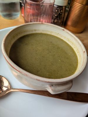 Mixed green soup at Out-there Artisan in Jedburgh