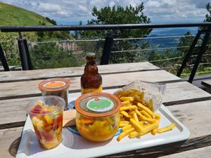 Outdoor seeting with great view at Puy de Dôme in Orcines
