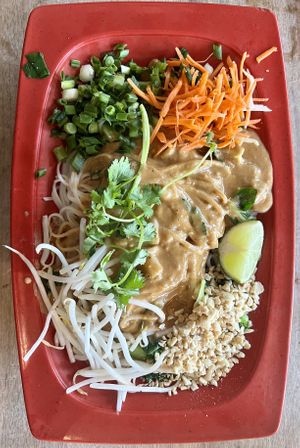 Peanut rice noodles  at Boo Koo in Mill Valley
