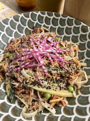 Thai peanut noodle bowl  at Veganees in Amsterdam