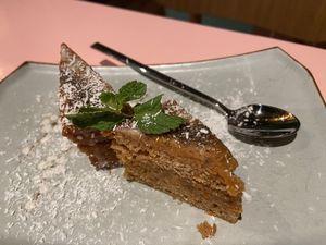 Carrot cake: allright. I didn’t like the ginger and orange taste to it  at Veganees in Amsterdam