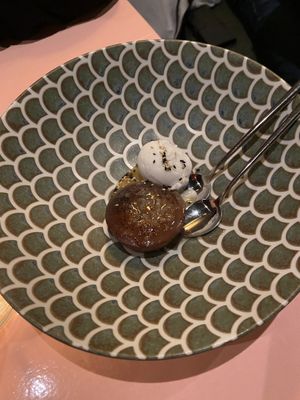 Steamed date cake: very good, but small at Veganees in Amsterdam