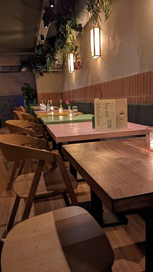 Restaurant tables at Veganees at Veganees in Amsterdam