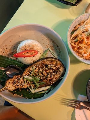 Miso aubergine at Veganees in Amsterdam