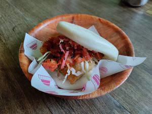 Tempeh and kimchi bao at Veganees in Amsterdam