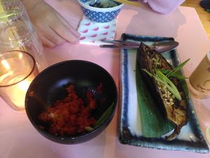 Cauliflower wings and miso aubergine at Veganees in Amsterdam