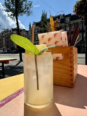 Homemade Ginger sodaa  at Veganees in Amsterdam