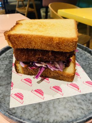 Katsu sando: tasty and quite large (with homemade milkbread)  at Veganees in Amsterdam