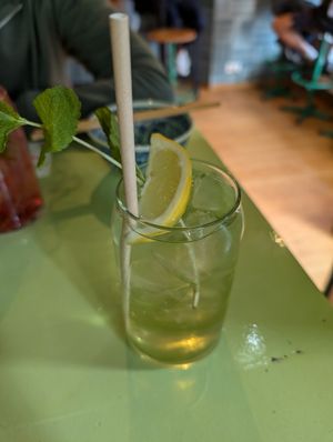 Macha mint iced tea at Veganees in Amsterdam