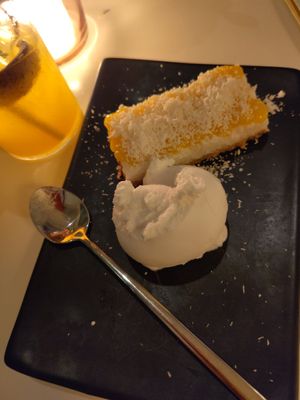 Mango sticky rice cake at Veganees in Amsterdam