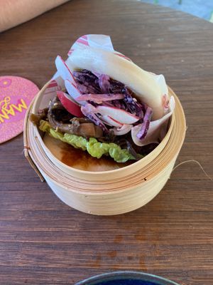Bun with oyster mushroom: spicy and only mediocre  at Veganees in Amsterdam