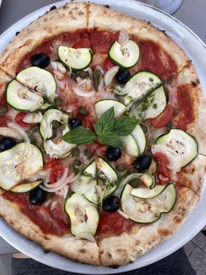 Vegan pizza, yum  at Pizza N Love in Orgiva