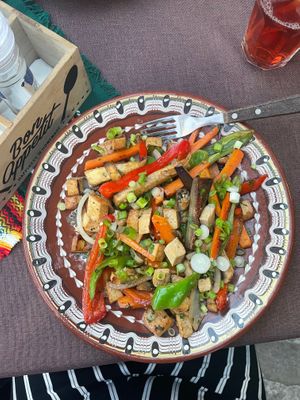 Got grilled tofu - there was more than enough even without bread. It was very tasty, although quite oily and salty. The place isn’t cheap, but it´s the city centre. People were nice. at Restaurant Prince Cyril in Nessebar