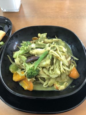 Vegan Prawn Green Curry and Rice at Vegan Fusion in North London