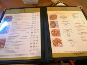 Menu at Vegan Fusion in North London