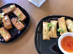 Tofu bites, plus spring roll side as part of £8 lunch deal at Vegan Fusion in North London
