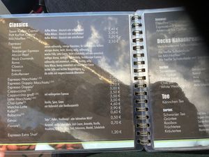 Getränkekarte at Rösterei M.A.G. in Bamberg