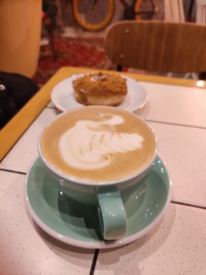 Beautiful swan on Pumpkin spice latte at ROUND - Helsinginkatu in Helsinki