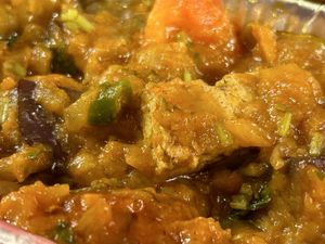 Aubergine and tofu Baingon Zhal (as take away)   at Indian Brasserie in South Shields