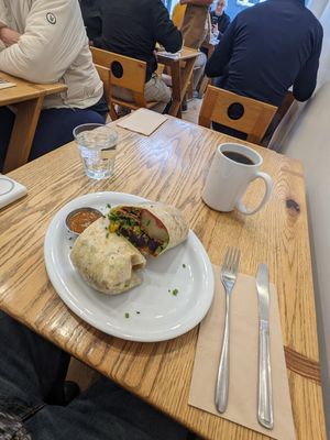 The burrito is good, but the vegan plate is better IMHO. at Heist Cafe in San Francisco