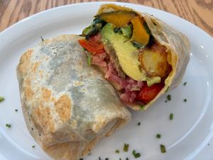 Vegan beast burrito at Heist Cafe in San Francisco
