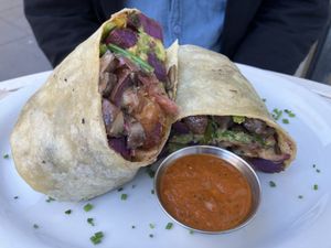 Vegan beast wrap  at Heist Cafe in San Francisco