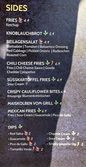 🌷 = vegan (Cauliflower vegan as well)  at Enchilada in Karlsruhe