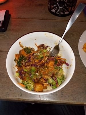 Tofu bowl yummy at Pauseitively Vegan in Deerfield Beach