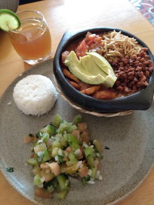 Meal of day: Mexican inspired beans rice avocado plant protein etc. at Vegan & Veggie in Medellin