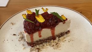 Silvestre (red berries cheesecake)  at Vegan & Veggie in Medellin