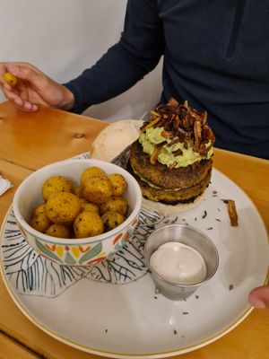 Double burger at Vegan & Veggie in Medellin