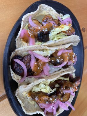 Mushroom tacos  at Vegan & Veggie in Medellin