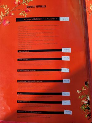 Menu at Al Hayaal in Mardin