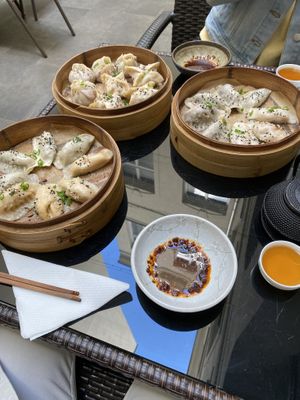 6 types of vegan dumplings   at Dim Sum Spot Palackého in Prague