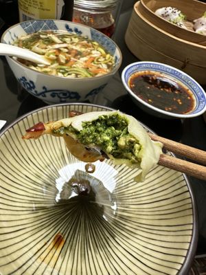 Smoked tofu and spinachh  at Dim Sum Spot Palackého in Prague