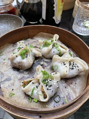 Vegan duck dumplings (190 kc)  at Dim Sum Spot Palackého in Prague