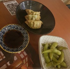 Gyozas and edamame at Ichiban Ramen & Street Food in Barcelona