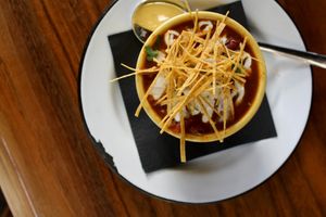 Vegetarian Chili (vegan upon request). at La Crosse Distilling Co in La Crosse