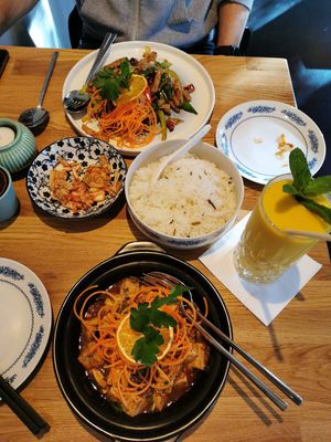 Front: Mapo Tofu  Back: something with fried Lotus at The Butterfly Lovers in Berlin